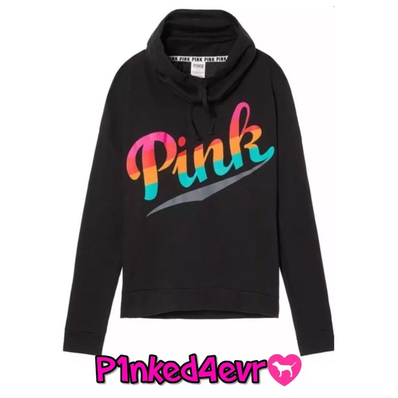 VS PINK Ombré Rainbow Black Cowl Neck & Leggings - Picture 4 of 7